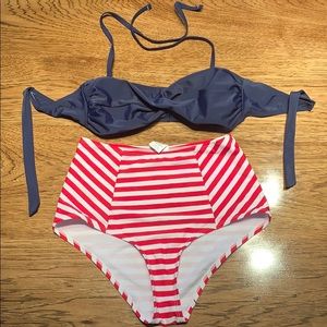 NWOT Patriotic High Rise Bandeau Bikini